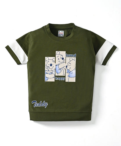 Happy Teddy Half Sleeves T-Shirt & RFD Shorts Set | Green