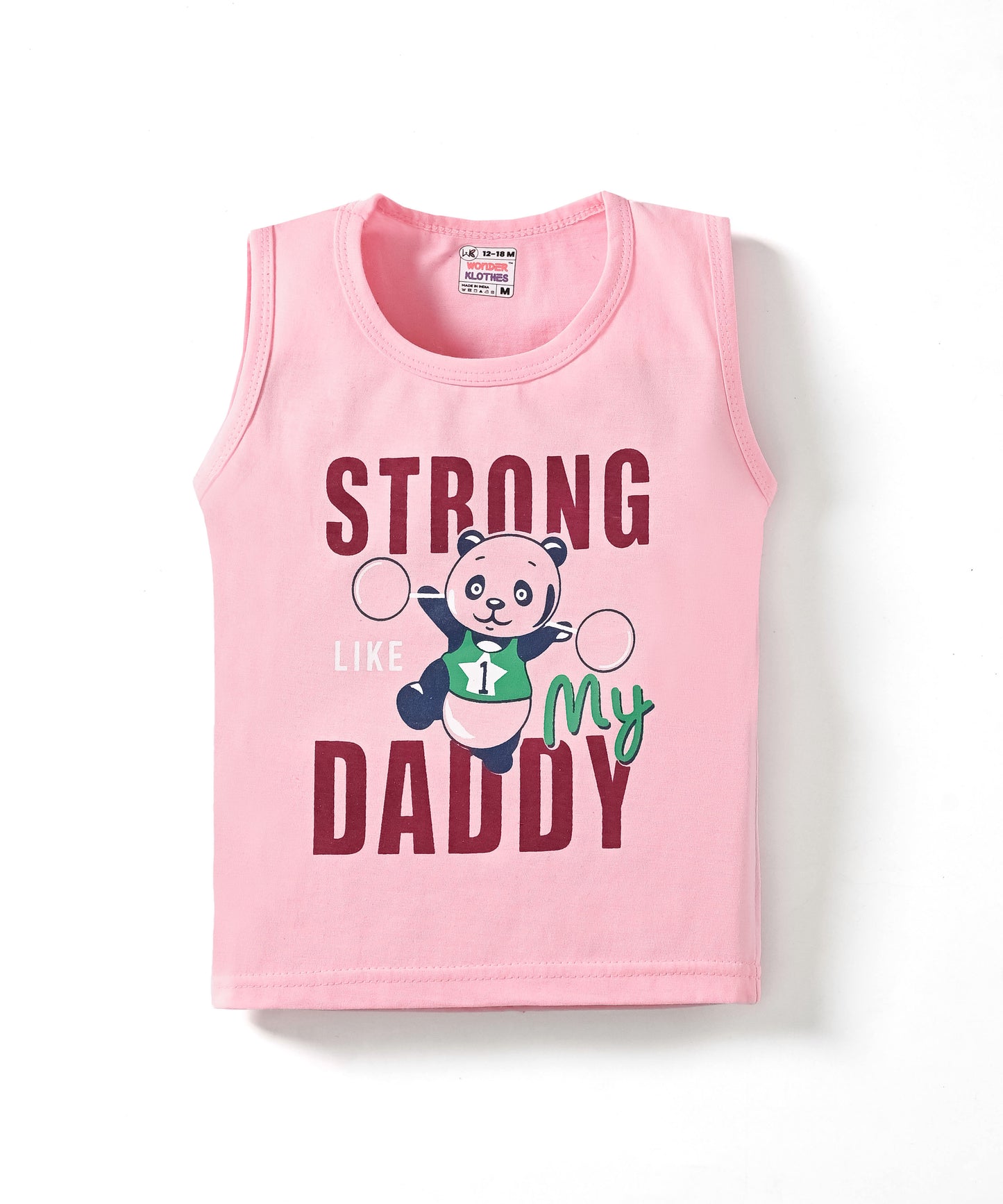 Strong Daddy Sleeveless T-Shirt & Half Pant Set | Pink