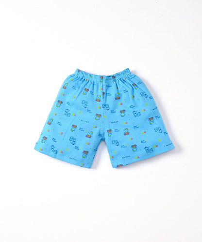 Friends Half Sleeves Front Open T-Shirt & Half Pant Set | Blue