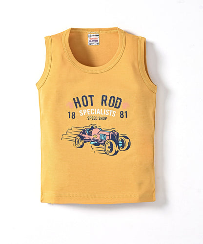 Hot Rod Racer Sleeveless T-Shirt & Half Pant Set | Yellow