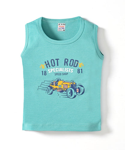 Hot Rod Racer Sleeveless T-Shirt & Half Pant Set | Green