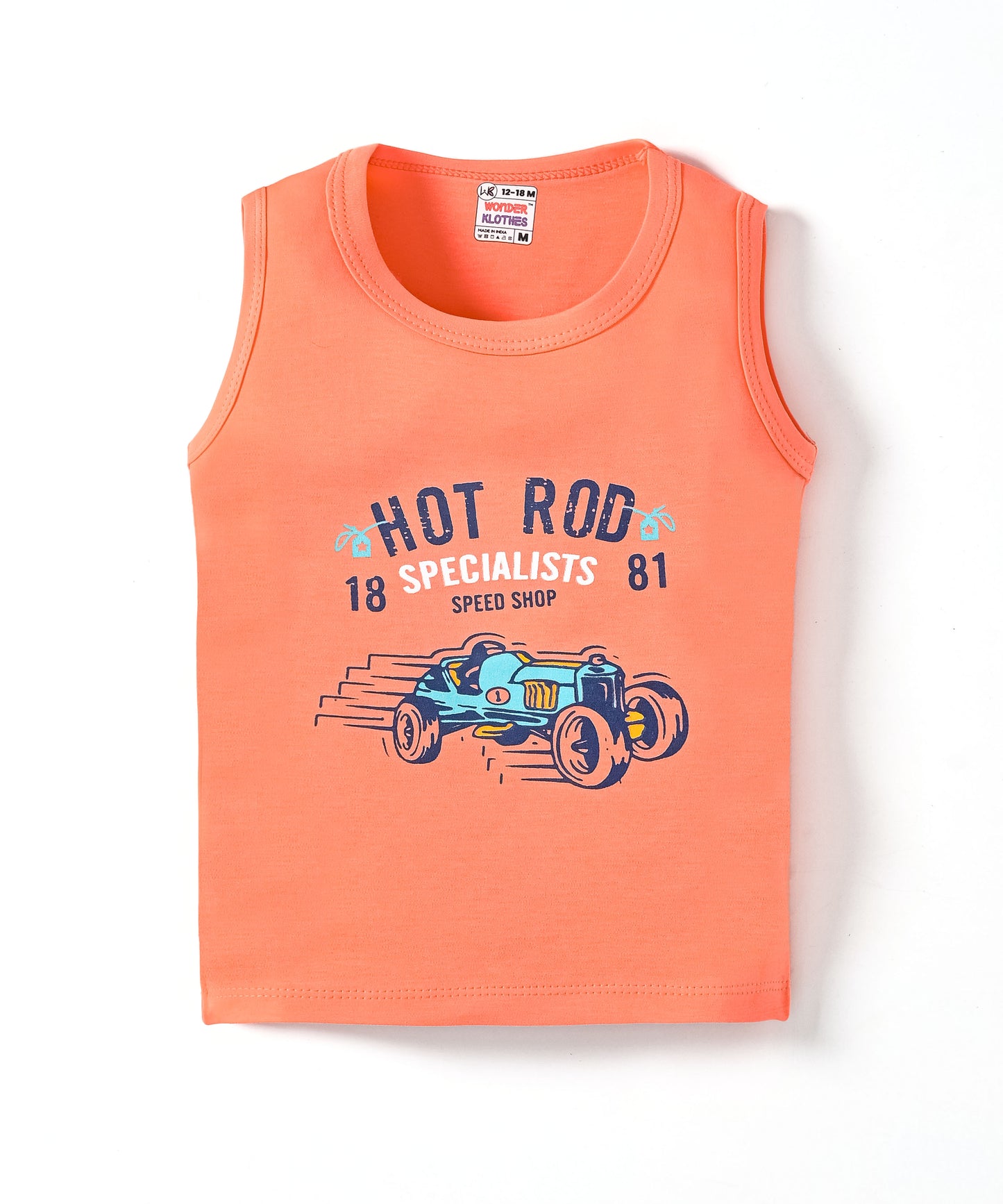Hot Rod Racer Sleeveless T-Shirt & Half Pant Set | Orange
