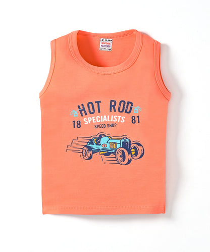 Hot Rod Racer Sleeveless T-Shirt & Half Pant Set | Orange