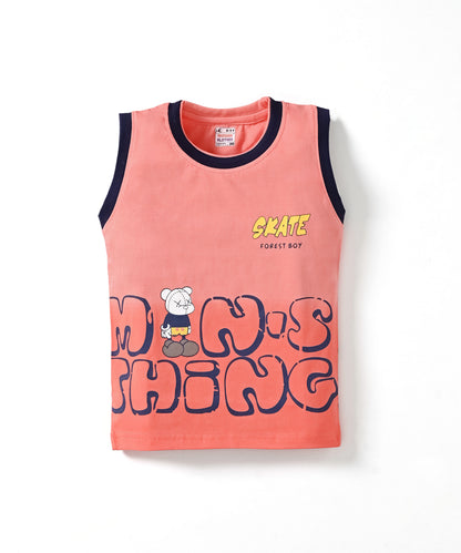 Skate Things Sleeveless T-Shirt & Half Pant Set | Orange