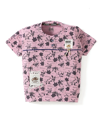 Conflict Half Sleeves T-Shirt & Shorts Set | Violet