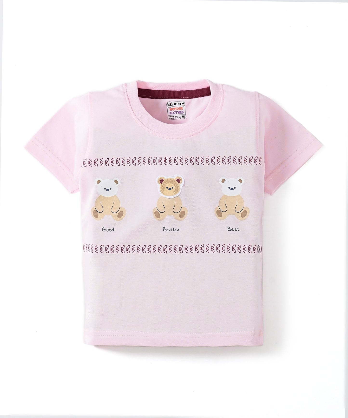 Teddy Trio Half Sleeves T-Shirt & Half Pant Set | Pink