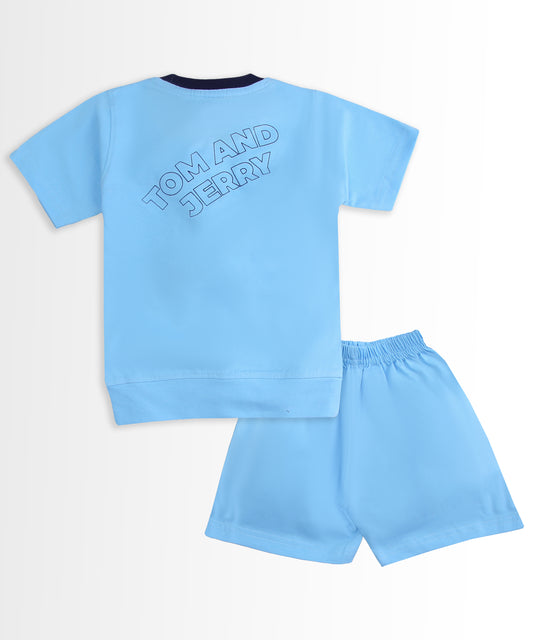 Tom and Jerry Half Sleeves T-Shirt & Half Pant Set | Blue