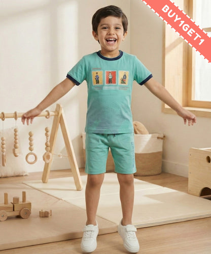 Spread Squad Half Sleeves T-Shirt & Shorts Set | Green