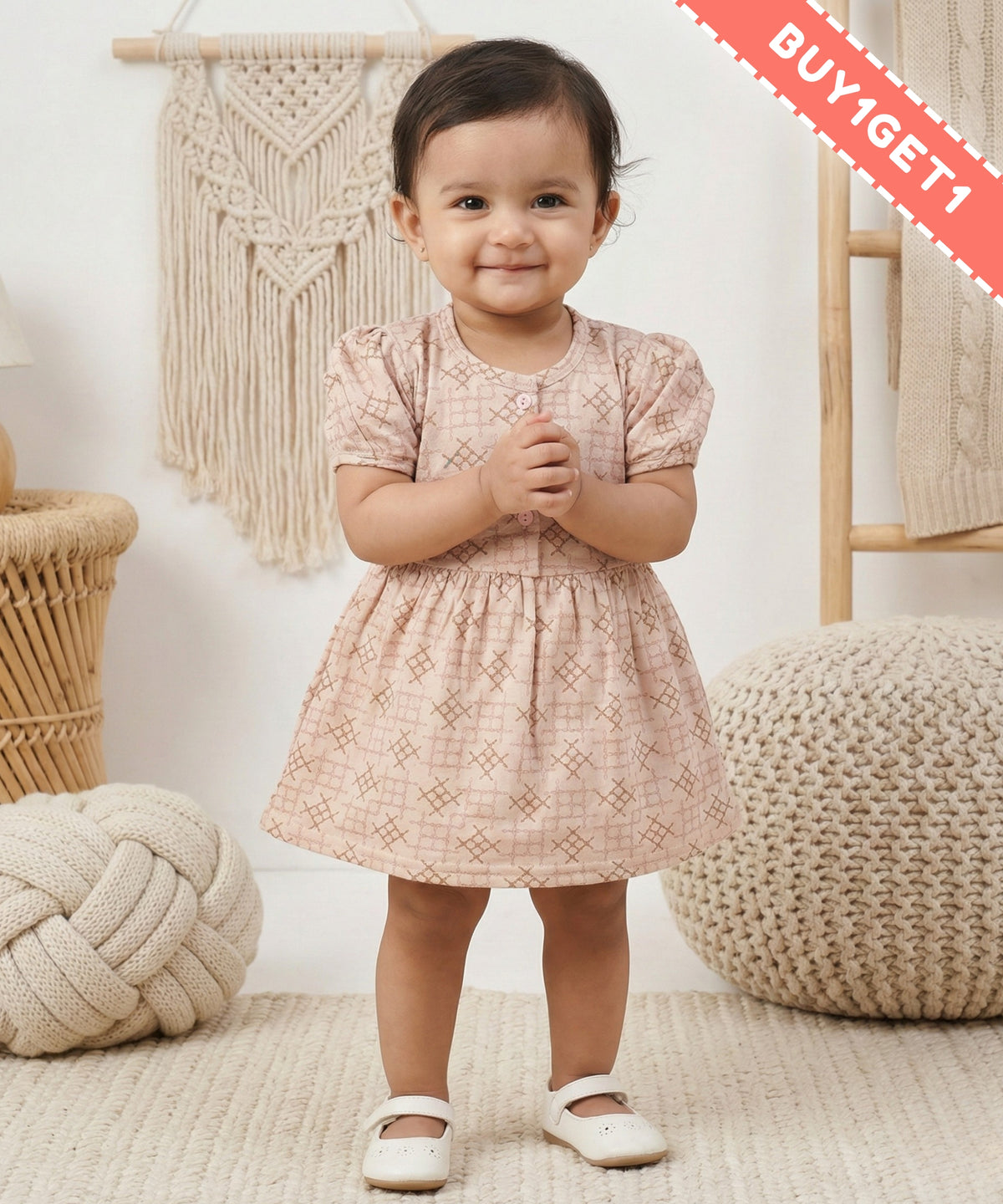 Knit Knot Half Sleeves Frock & Bloomer Pant Set