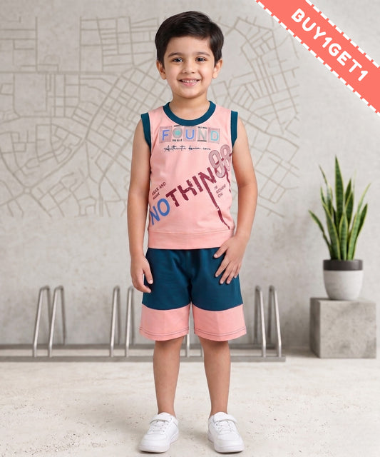 Nothing Sleeveless T-Shirt & Shorts Set | Pink