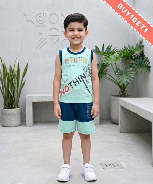 Nothing Sleeveless T-Shirt & Shorts Set | Green