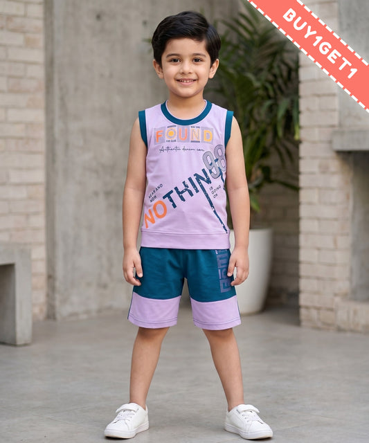 Nothing Sleeveless T-Shirt & Shorts Set | Violet