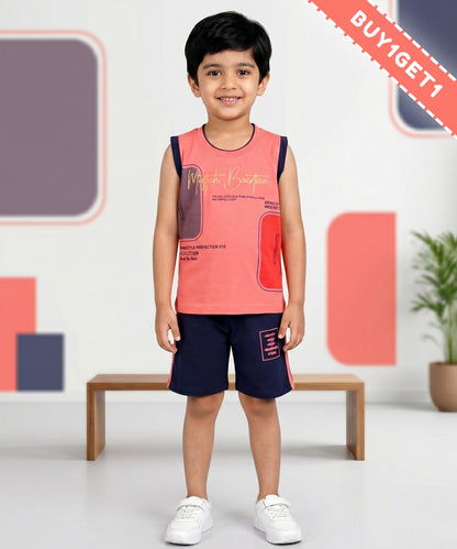 Miftah Sleeveless T-Shirt & Shorts Set | Pink