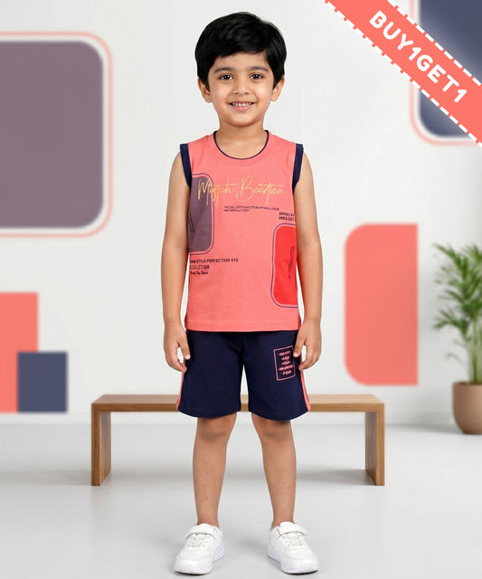 Miftah Sleeveless T-Shirt & Shorts Set | Pink