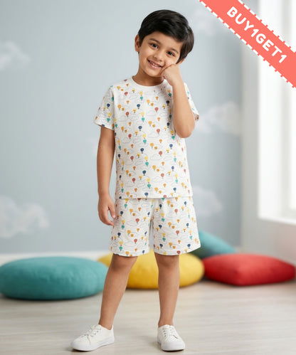 Hot Air Balloon Half Sleeves T-Shirt & Half Pant Set