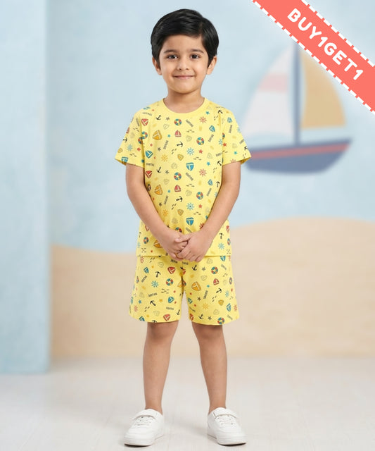 Surfing Beach Half Sleeves T-Shirt & Half Pant Set