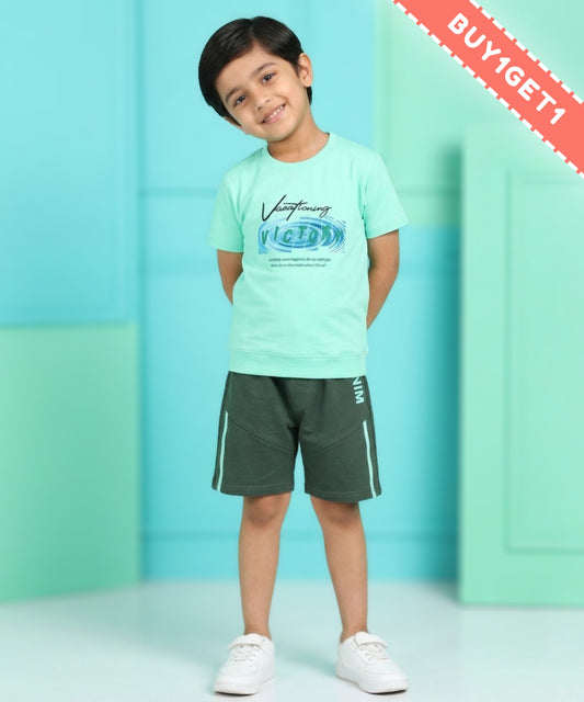 Victory Half Sleeves T-Shirt & Shorts Set | Green