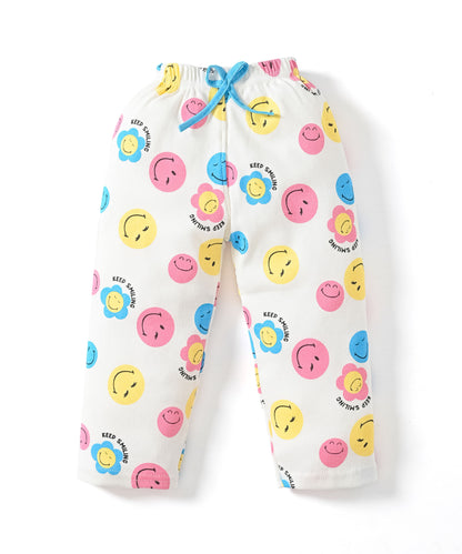 Smiley Faces Short Sleeves Top & Full Pant Set | Blue
