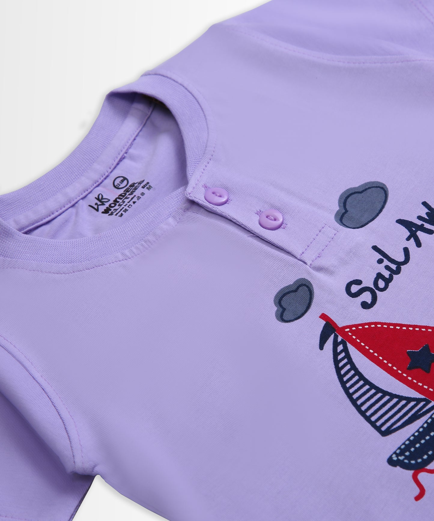 Sail Away Half Sleeves T-Shirt & Half Pant Set | Violet