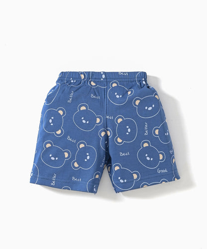 Teddy Trio Half Sleeves T-Shirt & Half Pant Set | Blue