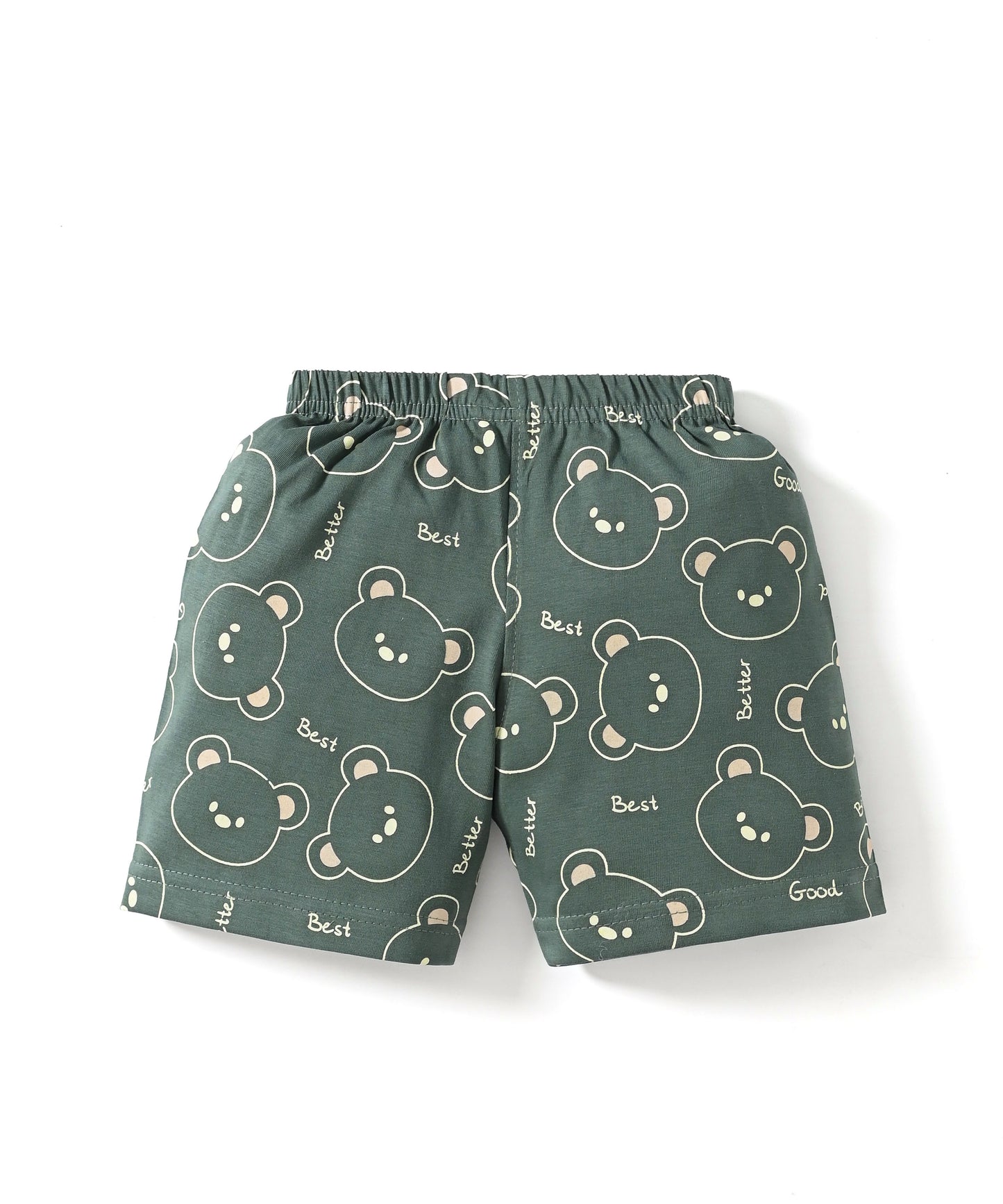 Teddy Trio Half Sleeves T-Shirt & Half Pant Set | Green