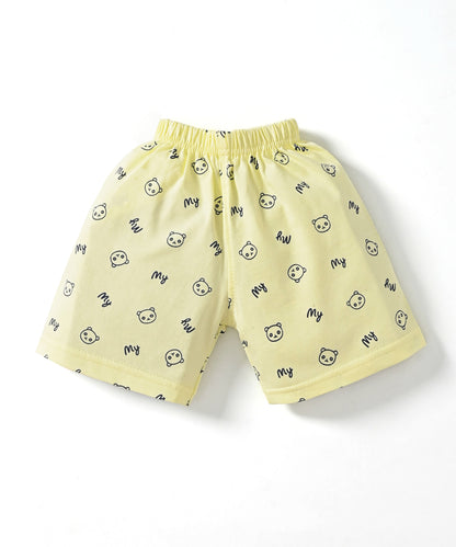 Strong Daddy Sleeveless T-Shirt & Half Pant Set | Yellow
