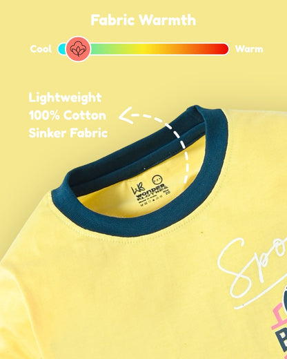 Sports Basket Full Sleeves Back Print T-Shirt and Pyjama Set | Yellow