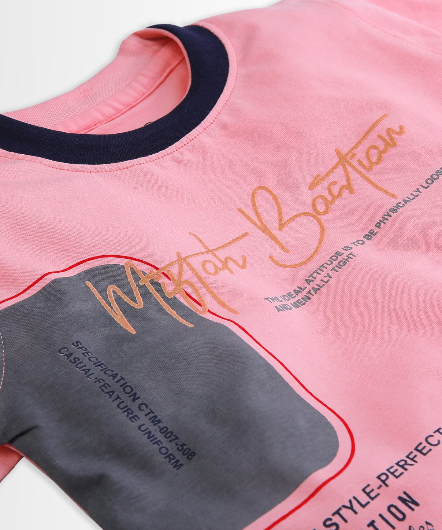 Miftah Half Sleeves T-Shirt & Half Pant Set | Pink