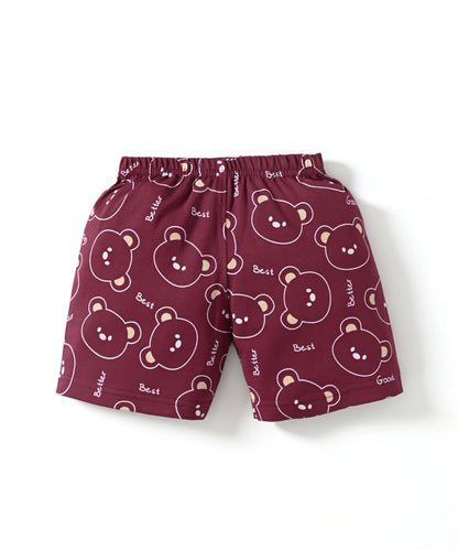 Teddy Trio Half Sleeves T-Shirt & Half Pant Set | Pink