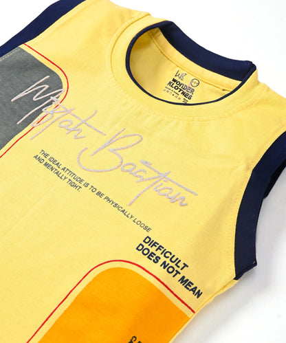 Miftah Sleeveless T-Shirt & Shorts Set | Yellow