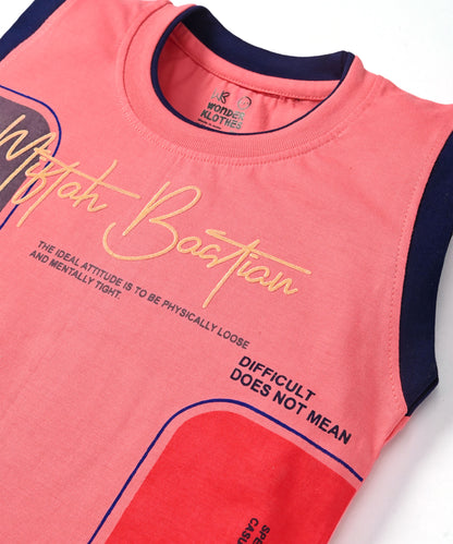 Miftah Sleeveless T-Shirt & Shorts Set | Pink