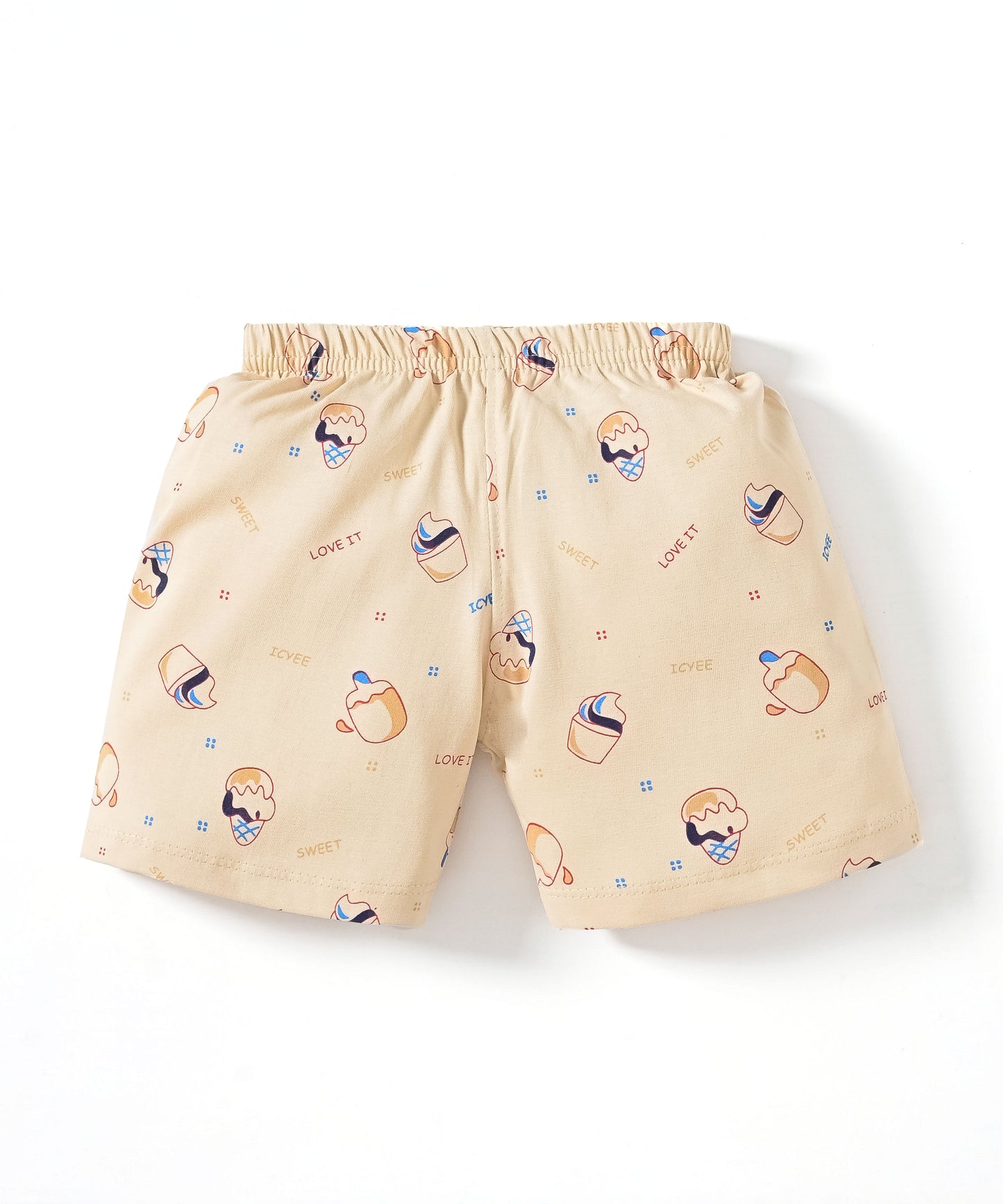 Sweet Scoops Half Sleeves Front Open T-Shirt & Half Pant Set | Blue