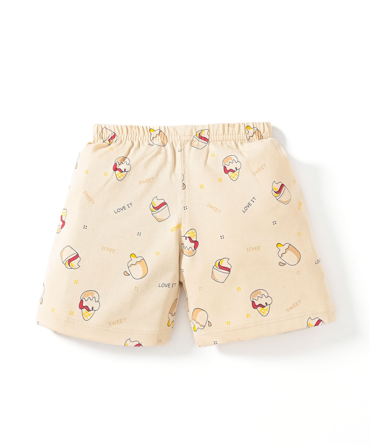 Sweet Scoops Half Sleeves Front Open T-Shirt & Half Pant Set | Red