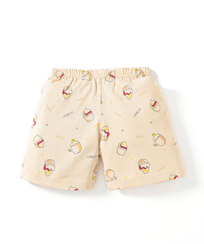 Sweet Scoops Half Sleeves Front Open T-Shirt & Half Pant Set | Red