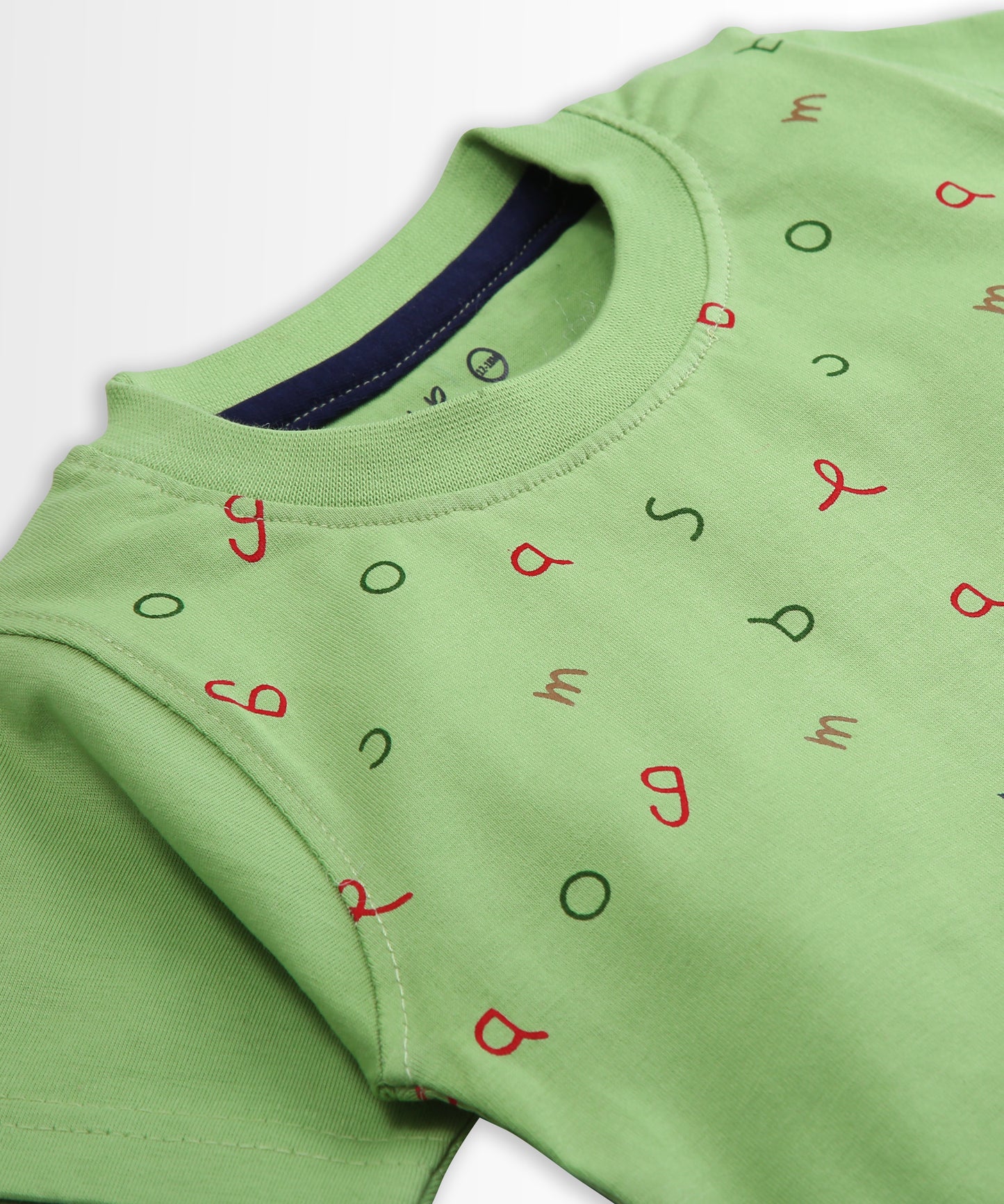 Teddy Alphabet Half Sleeves T-Shirt & Half Pant Set | Green