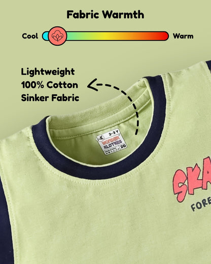 Skate Things Sleeveless T-Shirt & Half Pant Set | Green