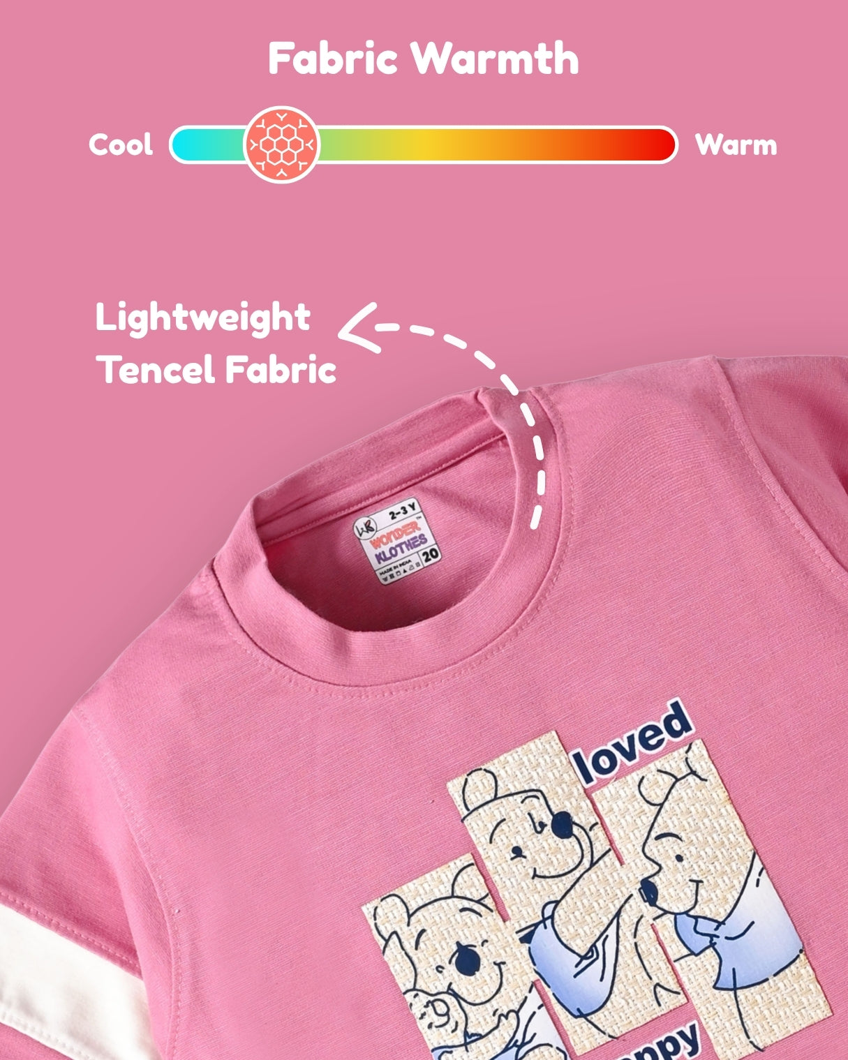 Happy Teddy Half Sleeves T-Shirt & RFD Shorts Set | Pink