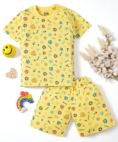 Surfing Beach Half Sleeves T-Shirt & Half Pant Set