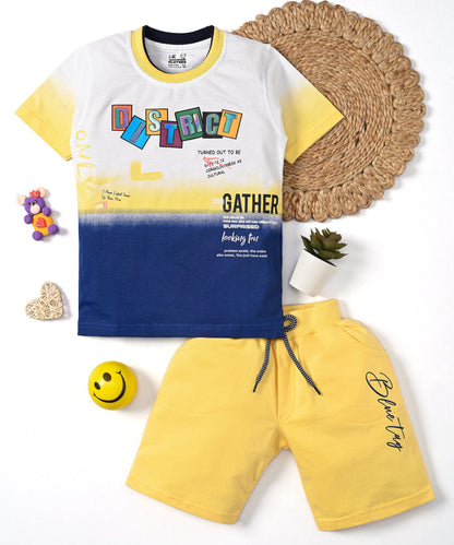 District Half Sleeves T-Shirt & Shorts Set | Yellow