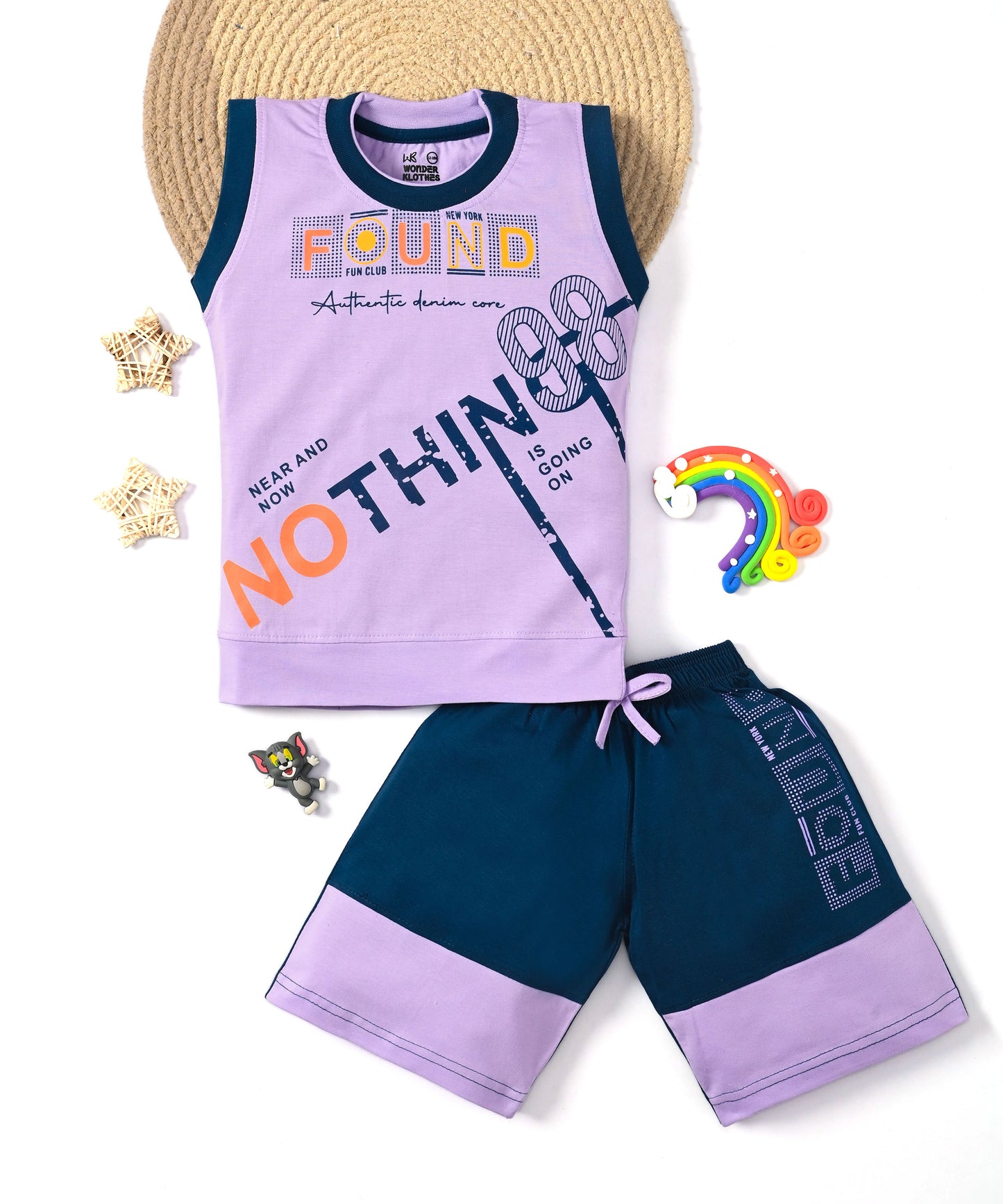 Nothing Sleeveless T-Shirt & Shorts Set | Violet