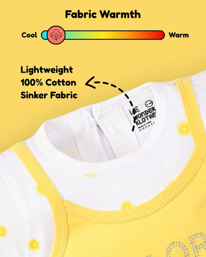 Explore Minnie Half Sleeves Frock & Bloomer Pant Set | Yellow