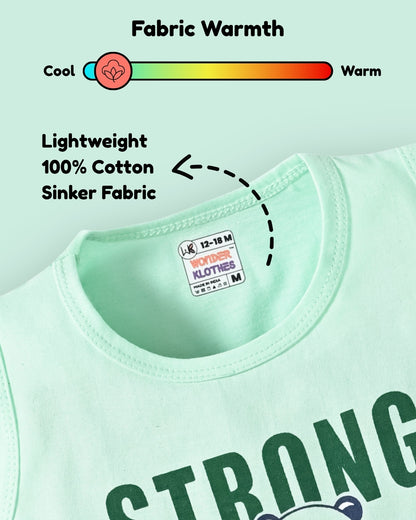 Strong Daddy Sleeveless T-Shirt & Half Pant Set | Green