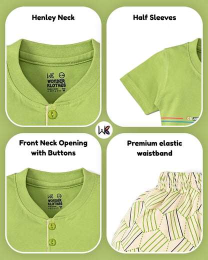 Oh Bleep Half Sleeves T-Shirt & Half Pant Set | Green