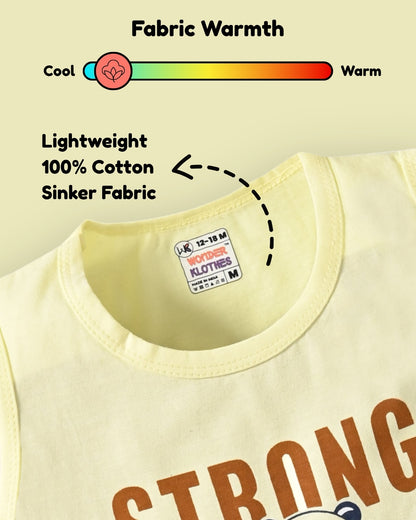 Strong Daddy Sleeveless T-Shirt & Half Pant Set | Yellow