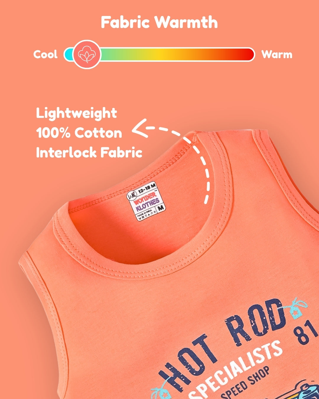 Hot Rod Racer Sleeveless T-Shirt & Half Pant Set | Orange