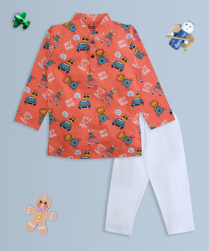 Animal Safari Full Sleeves Kurta Pyjama Set