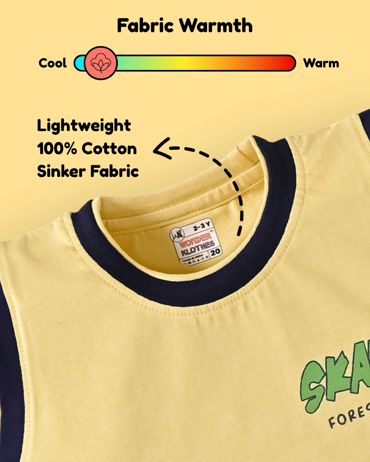 Skate Things Sleeveless T-Shirt & Half Pant Set | Yellow