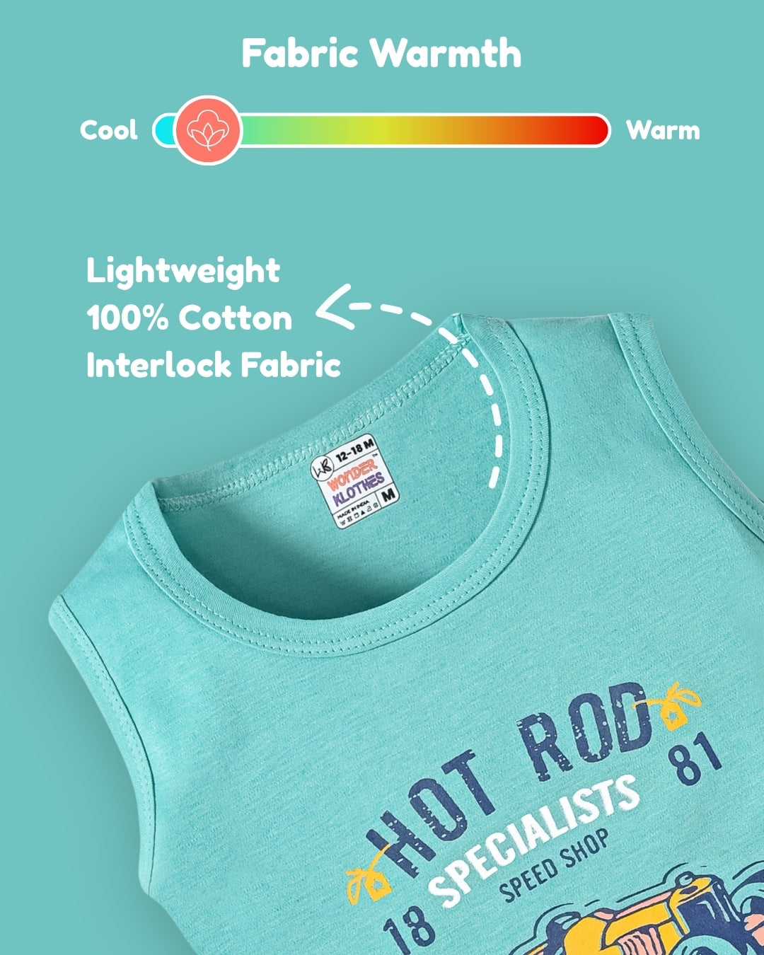 Hot Rod Racer Sleeveless T-Shirt & Half Pant Set | Green