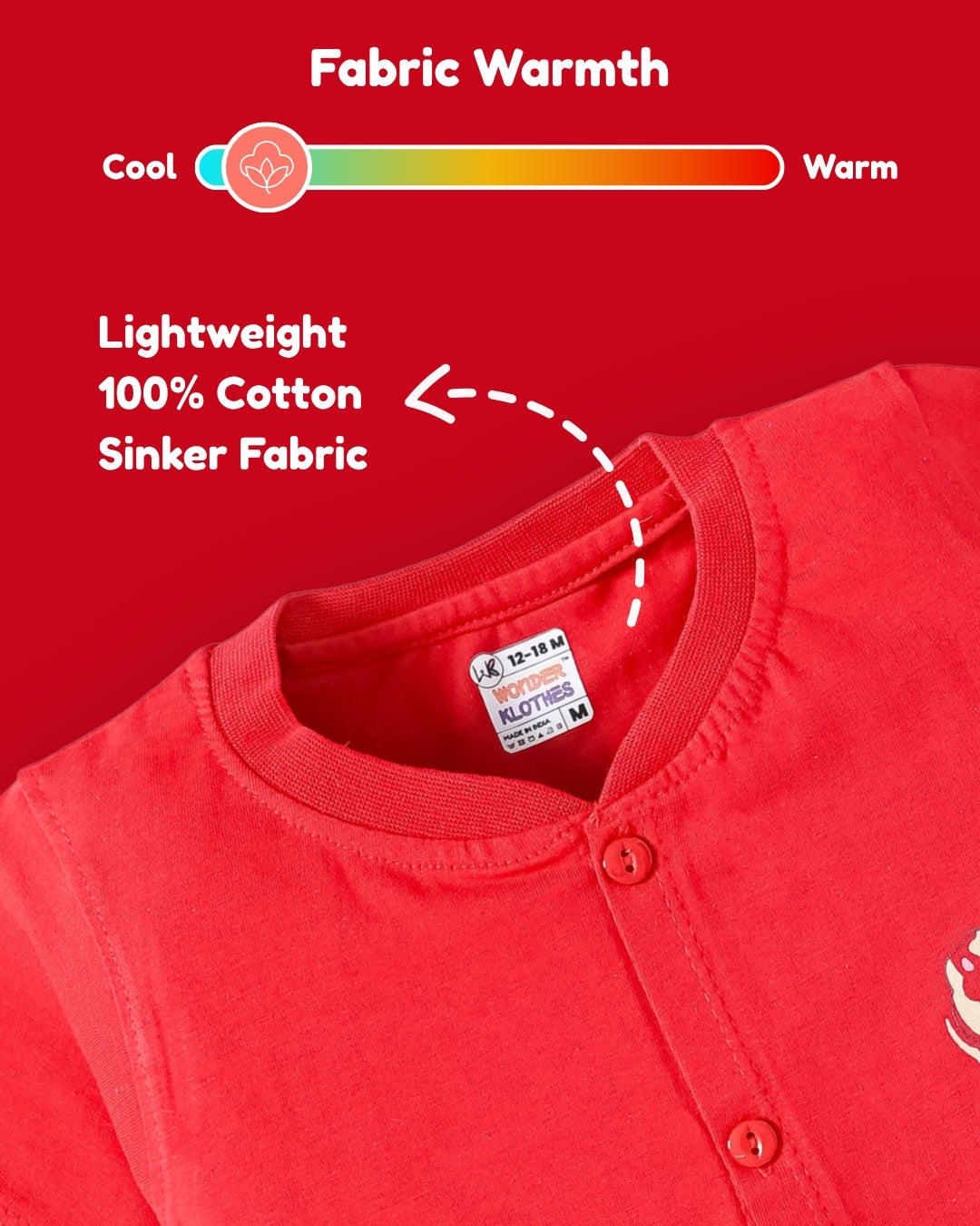 Sweet Scoops Half Sleeves Front Open T-Shirt & Half Pant Set | Red