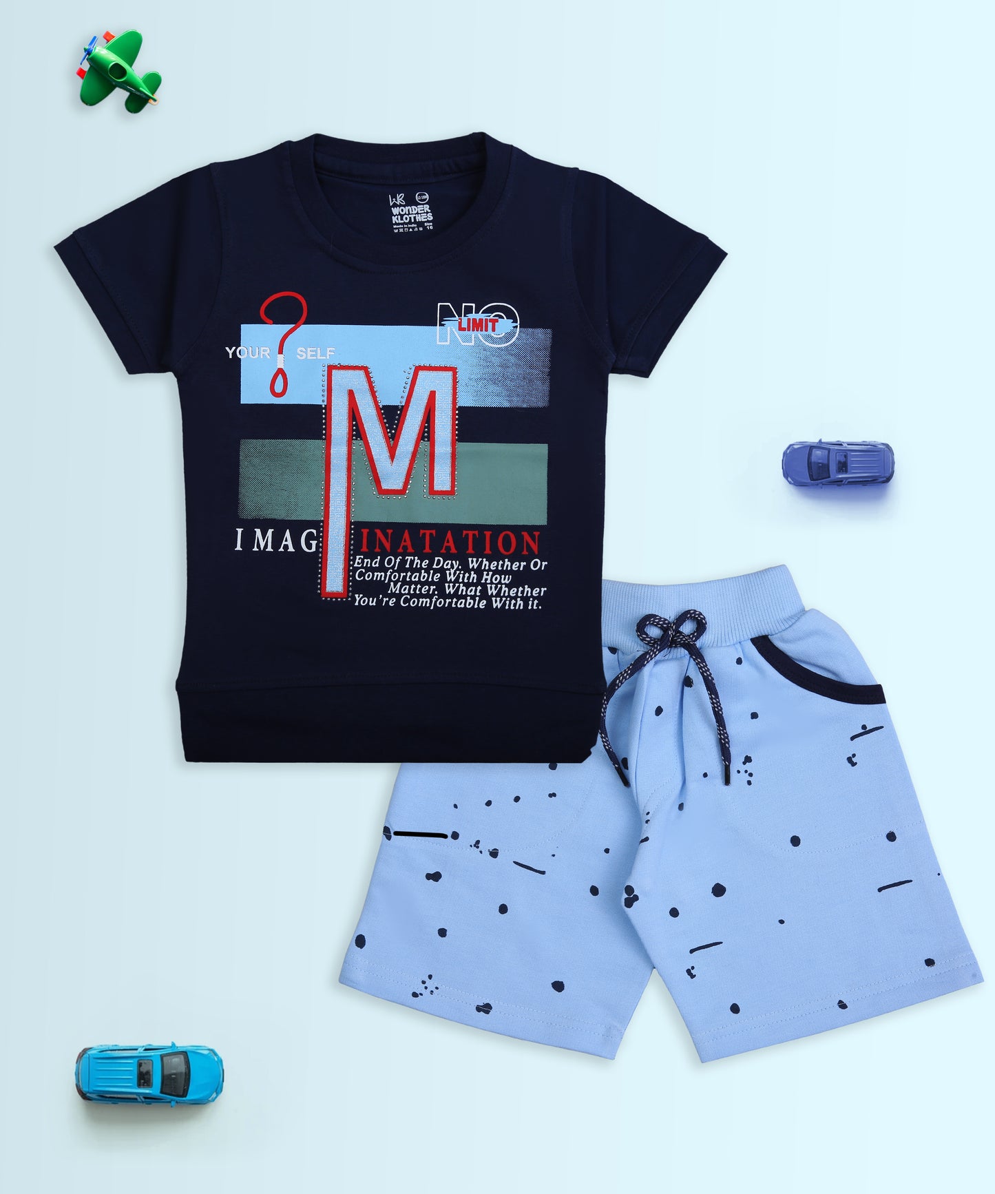 Imagination Half Sleeves T-Shirt & Shorts Set | Blue